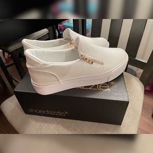 Platform white slip-on shoes